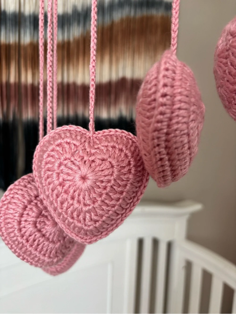 Handmade Pink Heart Mobile Nursery